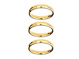 Sophisticated Steel Gold tone, Set Of 3 Band Rings 3MM