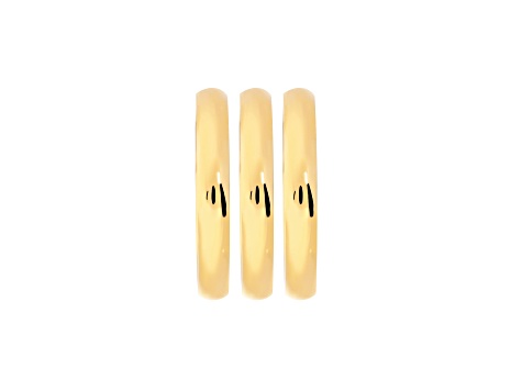 Sophisticated Steel Gold tone, Set Of 3 Band Rings 3MM