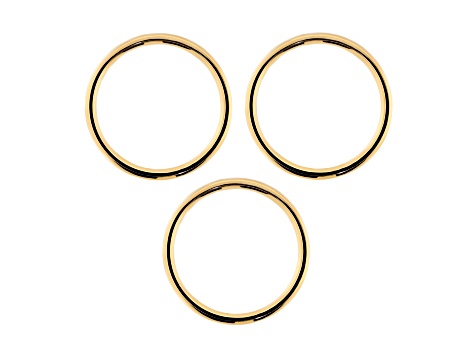 Sophisticated Steel Gold tone, Set Of 3 Band Rings 3MM