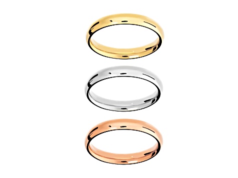 Sohpisticated Steel Tri-color, Set of 3 Band Rings 3 MM