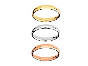 Sohpisticated Steel Tri-color, Set of 3 Band Rings 3 MM