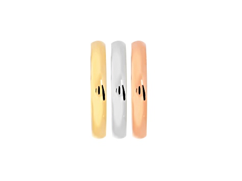 Sohpisticated Steel Tri-color, Set of 3 Band Rings 3 MM