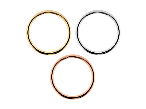 Sohpisticated Steel Tri-color, Set of 3 Band Rings 3 MM