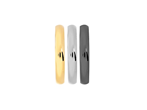 Sophisticated Steel Tri-tone, Set of 3 Band Rings 3MM