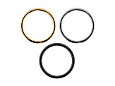 Sophisticated Steel Tri-tone, Set of 3 Band Rings 3MM