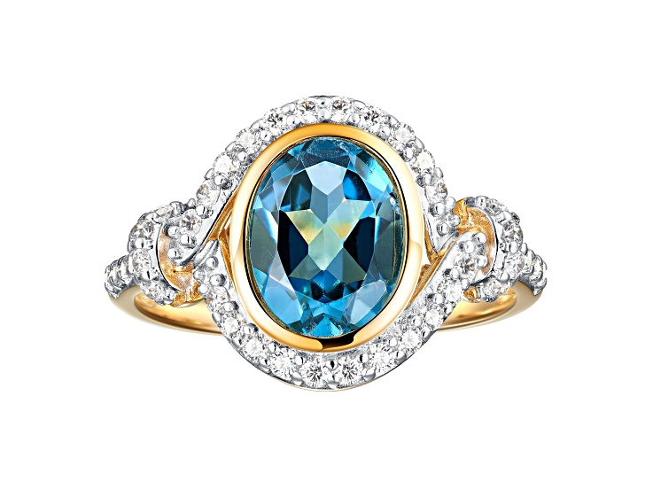 London Blue Topaz 14k Gold Two-tone Over Sterling Silver Ring 2.36 cttw