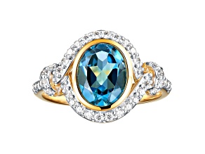 London Blue Topaz 14k Gold Two-tone Over Sterling Silver Ring 2.36 cttw