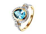 London Blue Topaz 14k Gold Two-tone Over Sterling Silver Ring 2.36 cttw