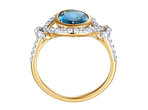 London Blue Topaz 14k Gold Two-tone Over Sterling Silver Ring 2.36 cttw