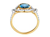 London Blue Topaz 14k Gold Two-tone Over Sterling Silver Ring 2.36 cttw