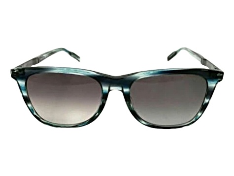 Montblanc Men's Blue & Ruthenium Square Frame / Gray Gradient Lenses Sunglasses