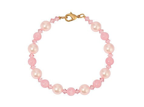 Gold Tone Pink Bead Bracelet