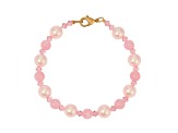 Gold Tone Pink Bead Bracelet