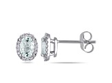 Aquamarine and Diamond 10K White Gold Earrings 0.88ctw