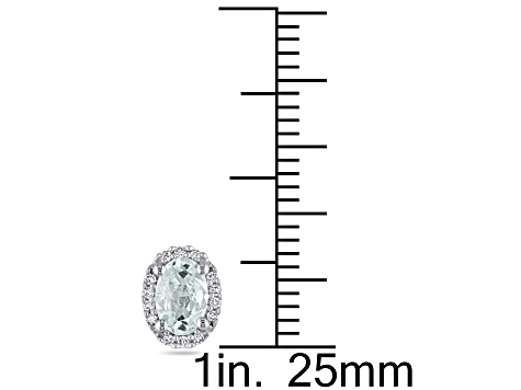 Aquamarine and Diamond 10K White Gold Earrings 0.88ctw