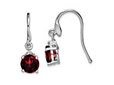 Sterling Silver Rhodium-plated Round Garnet and Diamond Wire Earrings