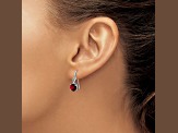 Sterling Silver Rhodium-plated Round Garnet and Diamond Wire Earrings