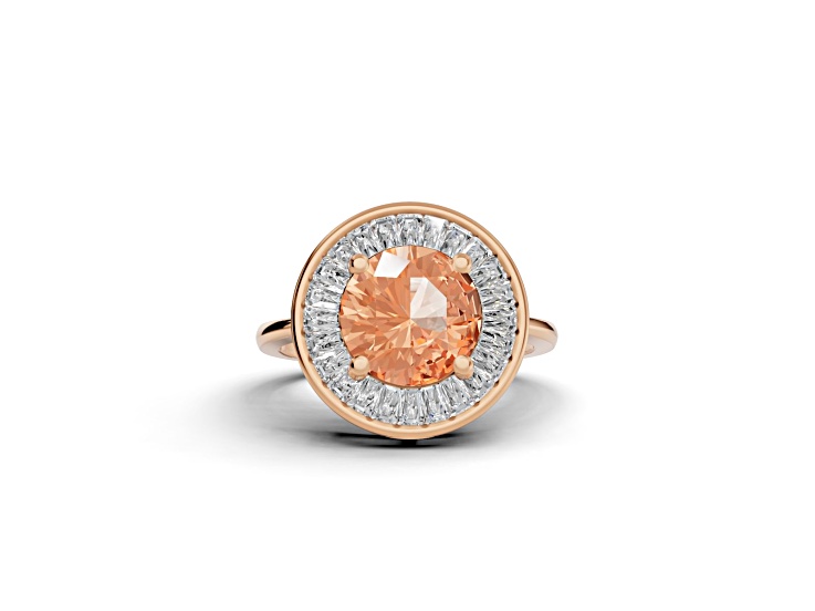 14K Rose Gold Morganite and Diamond Ring 2.11 ctw