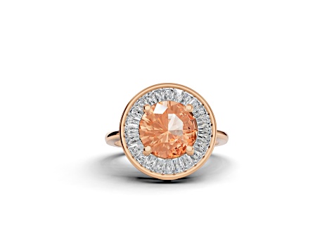 14K Rose Gold Morganite and Diamond Ring 2.11 ctw