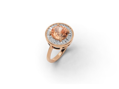 14K Rose Gold Morganite and Diamond Ring 2.11 ctw
