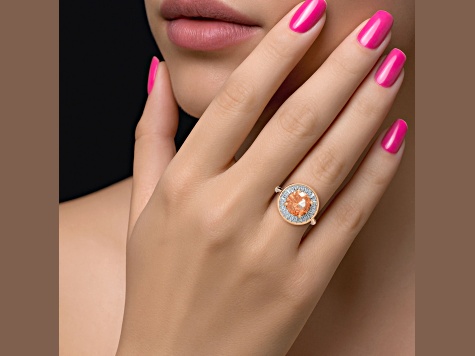 14K Rose Gold Morganite and Diamond Ring 2.11 ctw