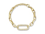 Sterling Statements 14K Yellow Gold Over Sterling Silver Pave Oval Link Bracelet