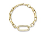 Sterling Statements 14K Yellow Gold Over Sterling Silver Pave Oval Link Bracelet