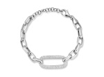 Sterling Statements Rhodium Over Sterling Silver Pave Oval Link Bracelet