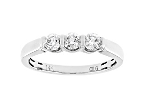 White Lab-Grown Diamond F-G SI 14kt White Gold 3-Stone Band Ring 0.50ctw