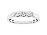 White Lab-Grown Diamond F-G SI 14kt White Gold 3-Stone Band Ring 0.50ctw