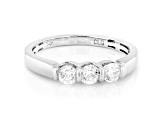 White Lab-Grown Diamond F-G SI 14kt White Gold 3-Stone Band Ring 0.50ctw