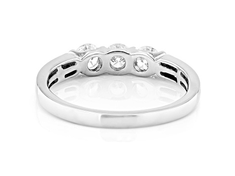 White Lab-Grown Diamond F-G SI 14kt White Gold 3-Stone Band Ring 0.50ctw