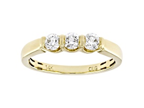 White Lab-Grown Diamond F-G SI 14kt Yellow Gold 3-Stone Band Ring 0.50ctw