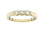 White Lab-Grown Diamond F-G SI 14kt Yellow Gold 3-Stone Band Ring 0.50ctw