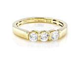 White Lab-Grown Diamond F-G SI 14kt Yellow Gold 3-Stone Band Ring 0.50ctw