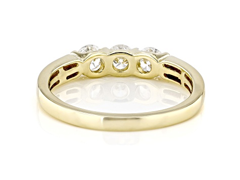 White Lab-Grown Diamond F-G SI 14kt Yellow Gold 3-Stone Band Ring 0.50ctw