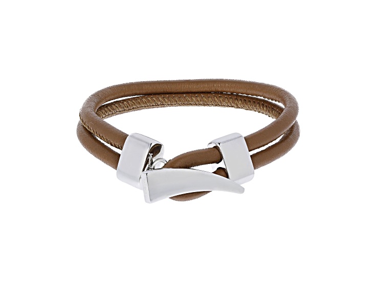 Sophisticated Steel Men's Double-Strand Leather Bracelet