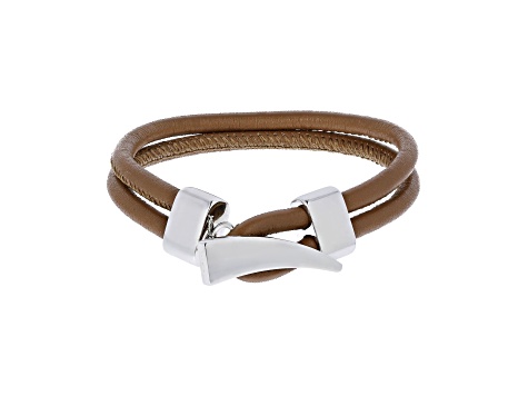 Sophisticated Steel Men's Double-Strand Leather Bracelet