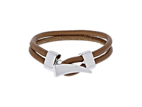 Sophisticated Steel Men's Double-Strand Leather Bracelet