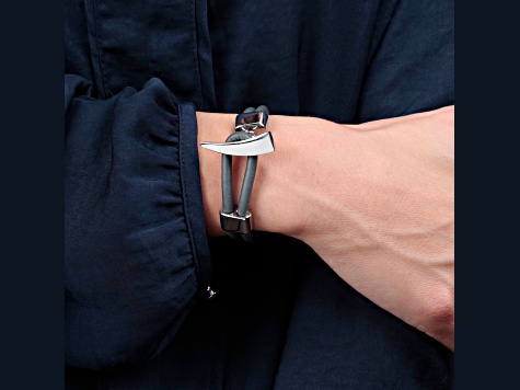 Sophisticated Steel Men's Double-Strand Leather Bracelet