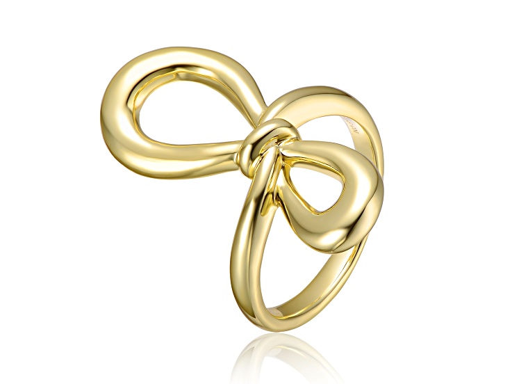 14K Gold Plated over Brass Bow-Tie Ribbon Infinity Knot Ring