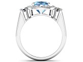 2.21ctw Blue Aquamarine and Diamond 14K White Gold Halo Ring