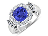 2.72ctw Violet Tanzanite and Diamond 14K White Gold Halo Ring