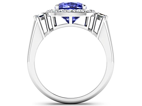 2.72ctw Violet Tanzanite and Diamond 14K White Gold Halo Ring