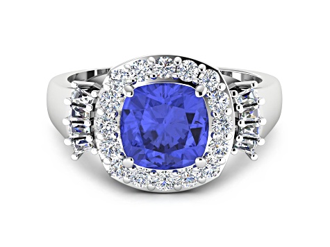 2.72ctw Violet Tanzanite and Diamond 14K White Gold Halo Ring