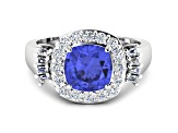 2.72ctw Violet Tanzanite and Diamond 14K White Gold Halo Ring