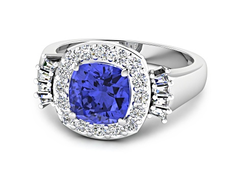 2.72ctw Violet Tanzanite and Diamond 14K White Gold Halo Ring