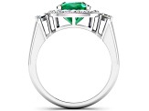 2.8ctw Green Emerald and Diamond 14K White Gold Halo Ring