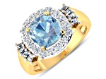 2.21ctw Blue Aquamarine and Diamond 14K Yellow Gold Halo Ring