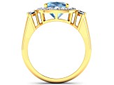 2.21ctw Blue Aquamarine and Diamond 14K Yellow Gold Halo Ring